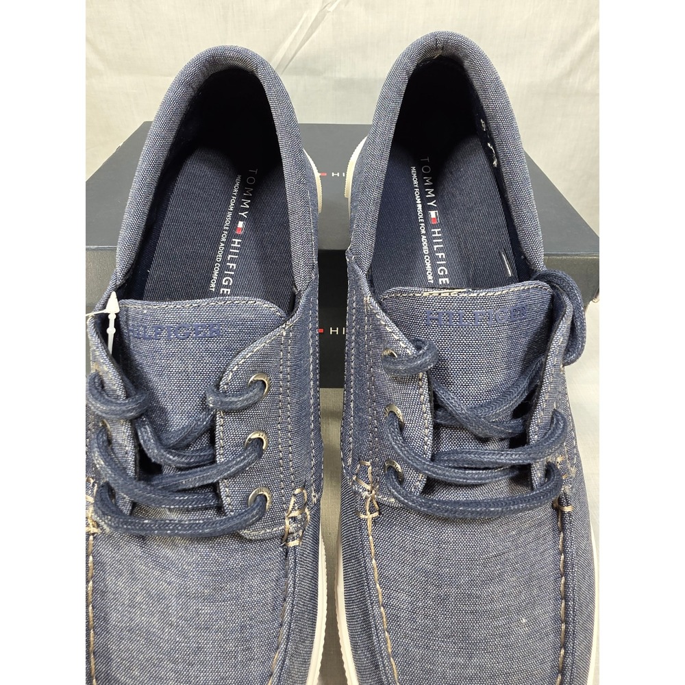 Tommy Hilfiger Men's Canvas Boat Shoes Navy Blue Lace Up Loafers - Picture 12 of 15